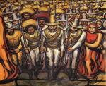 “From the Dictatorship of Porfirio Diaz to the Revolution – The Revolutionaries.” 1957-65. Acrylic on plywood. Hall of the Revolution, National History Museum, Chapultepec Castle, Mexico City, Mexico.