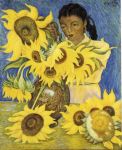 Girl with Sunflowers, 1941 (oil on masonite), Diego Rivera (1886-1957)