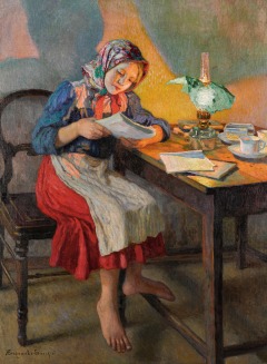 Nikolai Bogdanov-Belsky, The schoolgirl reading by lamplight